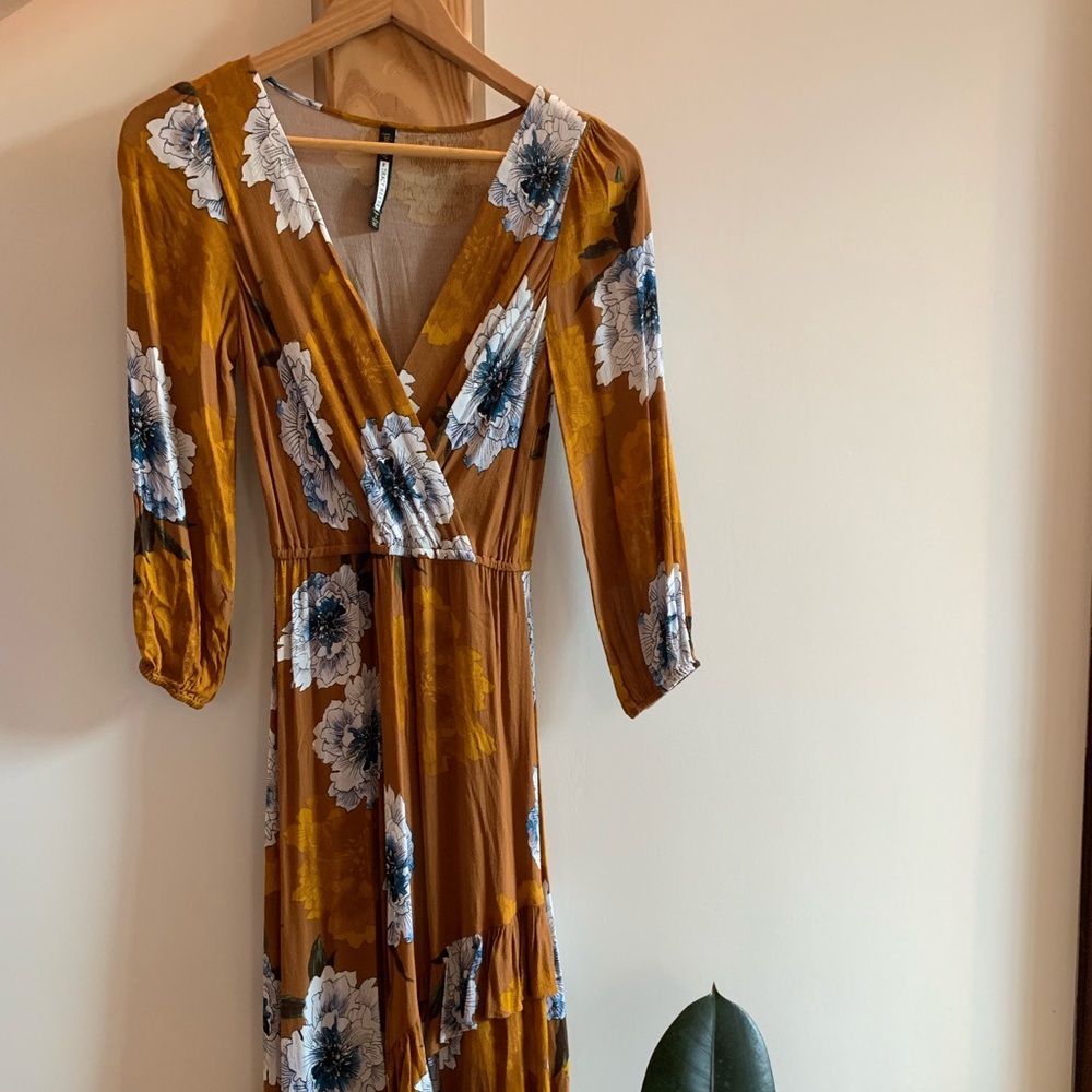 Golden/burnt orange dress from Anthropologie